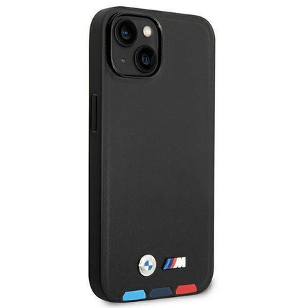 Oryginalne Etui IPHONE 14 PLUS BMW Leather Stamp Tricolor (BMHCP14M22PTDK) czarne