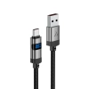 Acefast C15-04 USB-A - USB-C Cable with Display 480Mb/s 66W 1.2m - Black