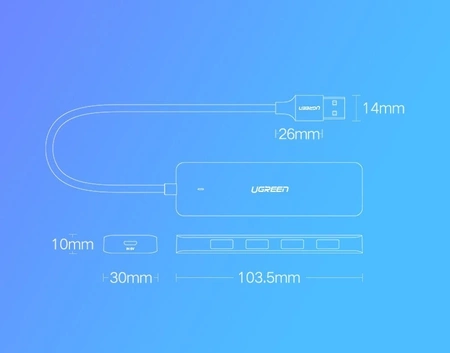 Ugreen USB HUB - 4x USB 3.2 Gen 1 with micro USB power port gray (CM219 50985)