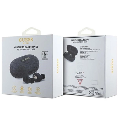 TWS Guess 4G Metal Bluetooth headphones with ENC docking station - black