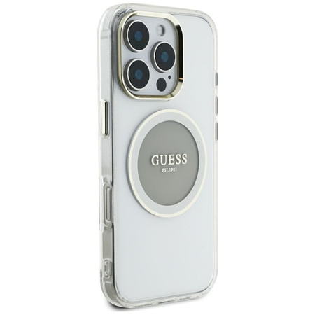 Guess IML Metal Colored Circle Classic Logo MagSafe - Etui do iPhone 16 Pro Max (szary)