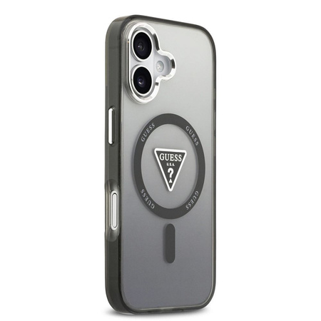Guess Nakładka Magsafe IML Gradient Case With Print Triangle Logo & Silver Metal Camera Buttons Do iPhone 17 Czarna