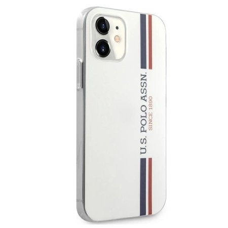 US Polo Assn Shiny Tricolor Stripes - Etui iPhone 12 Mini (biały)