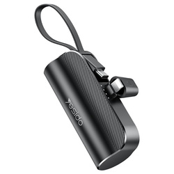 Yesido Powerbank YP68 5 000 mAh 12W + kabel USB-C, złącze Lightning, CZARNY