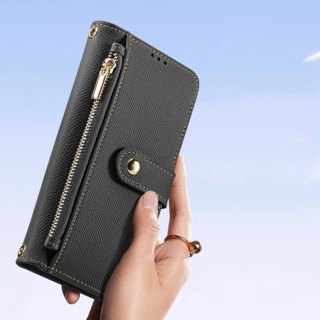 Dux Ducis Lawa Leather Case for Samsung Galaxy S25 Ultra with Detachable Magnetic Wallet - Black