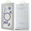 Original Handyhülle IPHONE 16 Guess Hardcase Resin Flowers Glitter MagSafe violett