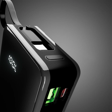 Powerbank SBS 20000 mAh 20W mit integriertem USB-C-Kabel und Digitalanzeige - schwarz