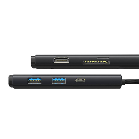 Baseus Lite Series multifunctional HUB USB Type C - 2 x USB 3.0 / USB Type C PD / HDMI 1,4 / SD / TF black (WKQX050101)