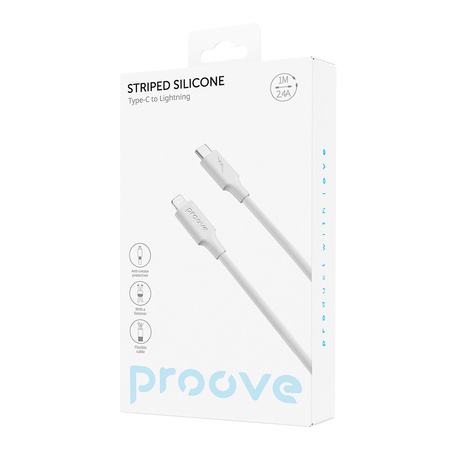 Proove kabel Striped Silicone Type-C do Lightning (1m) biały