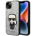 Original Handyhülle IPHONE 14 PLUS Karl Lagerfeld Hardcase Glitter Flakes Ikonik (KLHCP14MGFKPG) silber