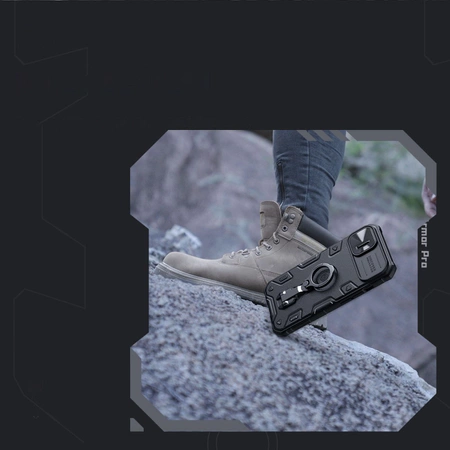 Nillkin CamShield Armor Pro Case iPhone 14 Plus gepanzerte Abdeckung mit Kameraabdeckungsringständer blau