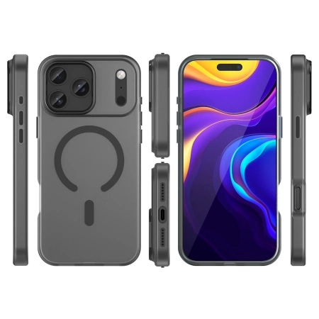 Etui Magnetic Abrasive na iPhone 17 Pro Max kompatybilne z MagSafe - matowe czarne