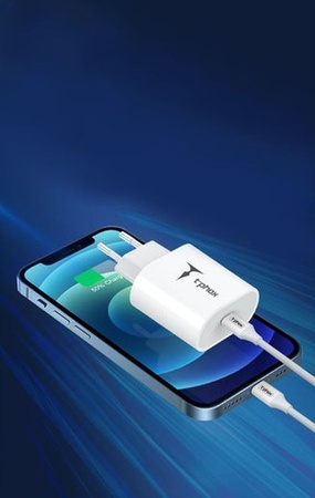 ŁAD SIEC T-PHOX ISPEED 20W + KABEL USB-C/LIGHTNING WHITE