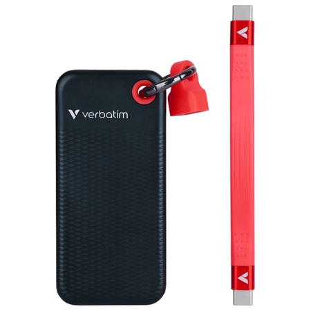 Verbatim Dysk SSD 2TB - brelok do kluczy  z kablem USB 3.2 gen.2 czarno-czerwony/black-red 32196