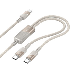 Kabel 2w1 USB C do USB C / USB C Hoco 5A 100W 1,2 m U139 złoty
