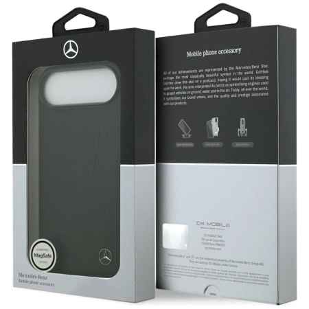 Mercedes Leder Large Laurel Leave MagSafe Hülle für iPhone Air - Schwarz