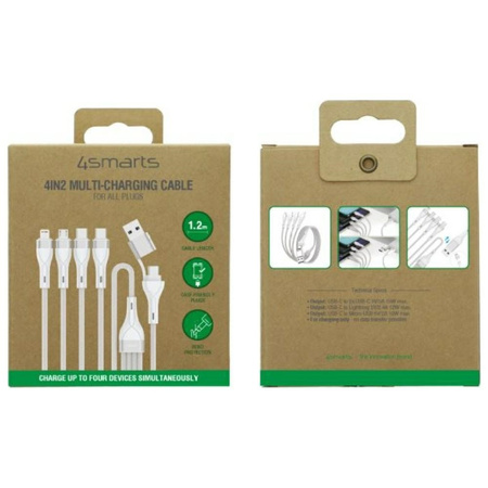 Kabel USB-C/USB-A 4smarts 4w1 1.2m biały