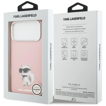 Karl Lagerfeld IML Aquarelle Choupette &amp; Logo MagSafe Case für iPhone 17 Pro Max - Pink