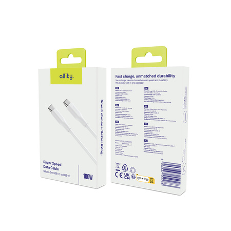 Allity kabel AUC-02 USB-C - USB-C 2,0 m 100W biały