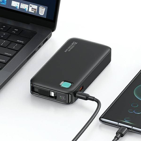 USAMS Powerbank ze zwijanym kablem Retractable Lightning 10000 mAh PD 20W Fast Charge XY Series fioletowy/purple 10KCD22503 (US-CD225)