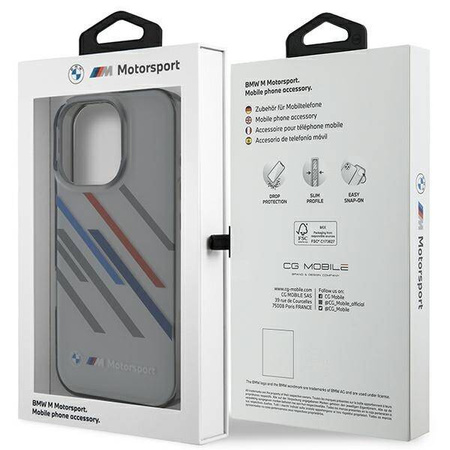 Original Handyhülle IPHONE 16 PRO BMW Hardcase Motosport IML Random Stripes (BMHCP16L23HTRAG) grau