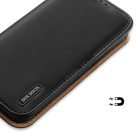 Dux Ducis Hivo echt Leder booktype case schutzhülle aufklappbare hülle für iPhone 14 Pro Max schwarz