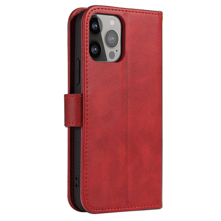 Etui portfel z klapką podstawką do iPhone 15 Pro Max Magnet Case - czerwone