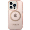 Original Case IPHONE 14 PRO MAX Guess Hard Case Gold Outline Translucent MagSafe (GUHMP14XHTCMP) pink