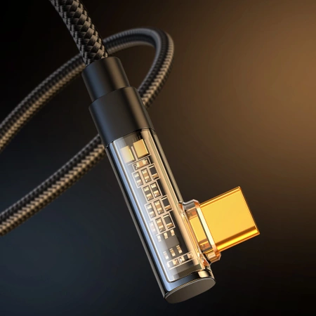 Joyroom USB C cable angled - USB for fast charging and data transfer 3A 1.2 m black (S-UC027A6)