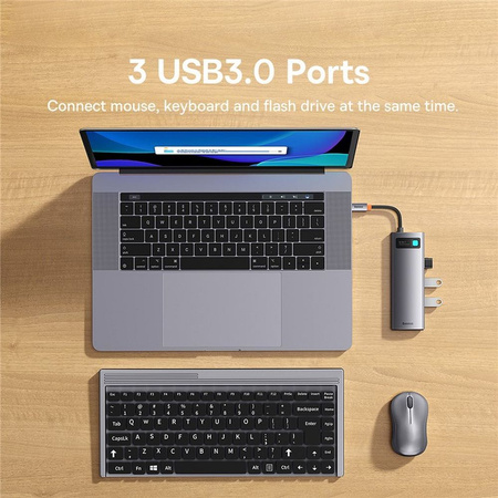 Hub 6in1 Baseus StarJoy Series, USB-C to 3x USB 3.0 + HDMI + USB-C PD + RJ45