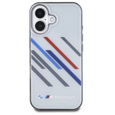 Original Handyhülle IPHONE 16 PLUS BMW Hardcase Motosport IML Random Stripes (BMHCP16M23HTRAG) grau