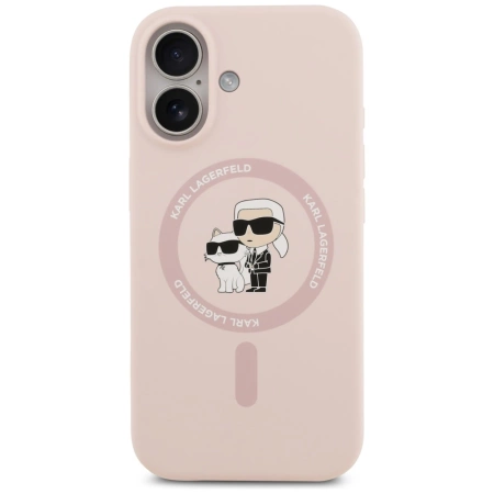 Karl Lagerfeld Silicone Karl&Choupette Ring MagSafe Case for iPhone 17 - Pink