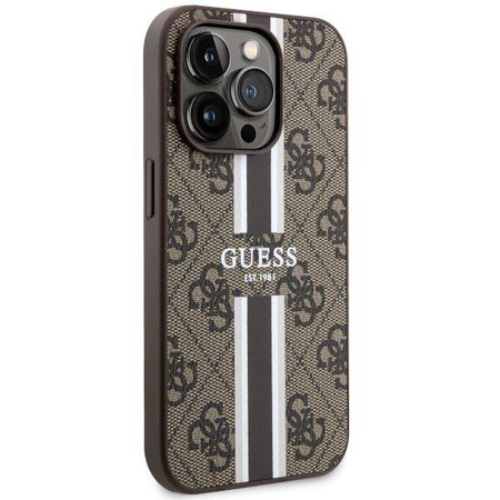 Guess GUHMP14XP4RPSW iPhone 14 Pro Max 6,7&quot; braun/braunes Hardcase 4G bedruckte Streifen MagSafe