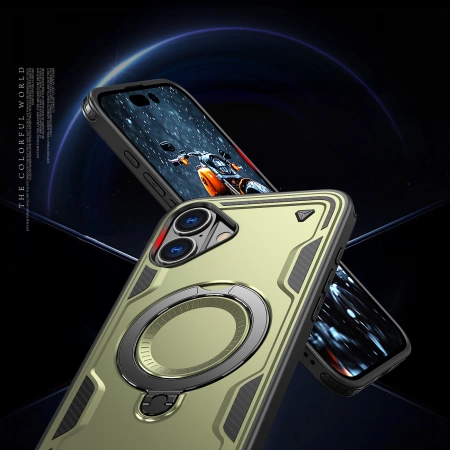 Etui Hybrid Armor Trendy z MagSafe na iPhone 16 - zielone