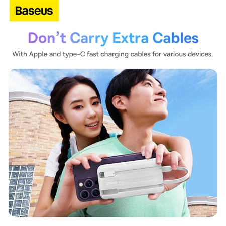 Baseus Comet Series powerbank with display 10000mAh 22.5W - white + USB-A - USB-C 0.3m cable - white