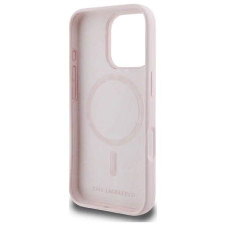 Karl Lagerfeld Silikonhülle Heads Print MagSafe für iPhone 16 Pro - Rosa
