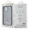 Guess Pailletten-Schriftzug-Metallgehäuse für iPhone 15 – Silber