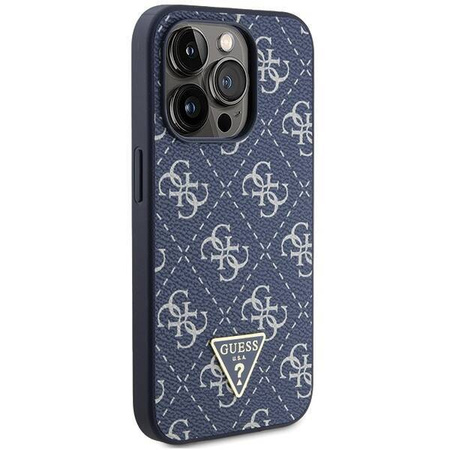 Original Handyhülle APPLE IPHONE 15 PRO Guess Hardcase 4G Triangle Metal Logo (GUHCP15LPG4GPB) blau