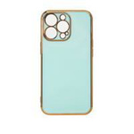 Lighting Color Case für iPhone 12 Pro Max, Gel-Cover mit goldenem Rahmen, mint