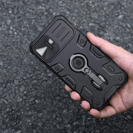 Nillkin CamShield Armor Pro Case etui iPhone 14 Plus pancerny pokrowiec z osłoną na aparat ring podstawka czarne