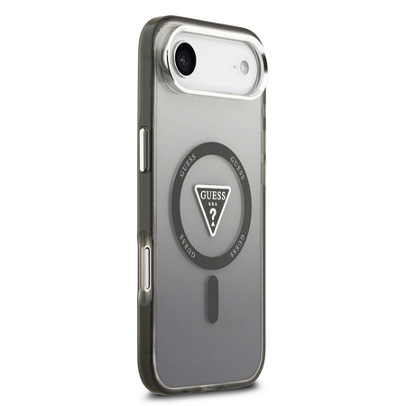 Guess Nakładka Magsafe IML Gradient Case With Print Triangle Logo & Silver Metal Camera Buttons Do iPhone 17 Air Czarna