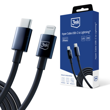 3MK KABEL HYPER USB-C/LIGHTNING 20W 1,2m czarny