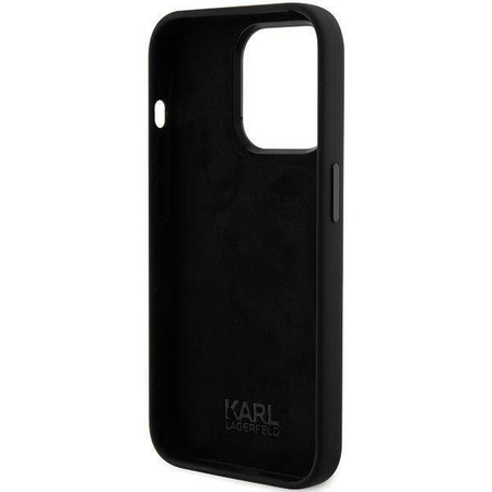 Karl Lagerfeld Silikon Karl&Choupette Head Hülle für iPhone 15 Pro – Schwarz