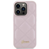 Guess Quilted Metal Logo Hülle für iPhone 15 Pro – Rosa