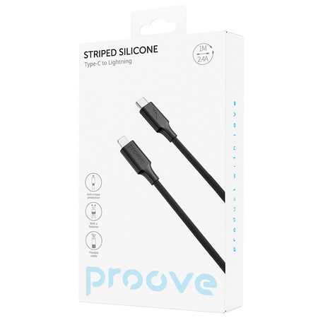 Proove kabel Striped Silicone Type-C do Lightning (1m) czarny