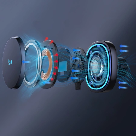 Uchwyt samochodowy Wozinsky WCT5-Q6S2Y z ładowarką indukcyjną Qi/MagSafe 15W na kratkę wentylacji z wentylatorem - czarny