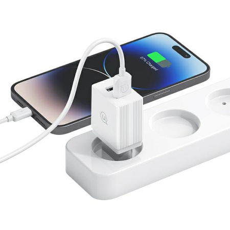 USAMS Ład. siec. 2xUSB-A + kabel Micro/USB-A Fast Charging biały/white series HC HCXLTZ02