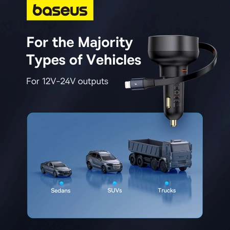 Baseus Enjoyment Pro USB-C (weiblich) / Lightning (männlich) 60W Autoladegerät - Schwarz