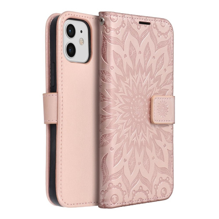 Kabura MEZZO Book do IPHONE 12 / 12 PRO mandala złoty róż