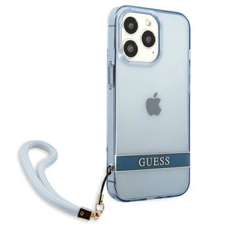 Etui IPHONE 13 PRO Guess Hardcase Translucent Stap (GUHCP13LHTSGSB) niebieskie